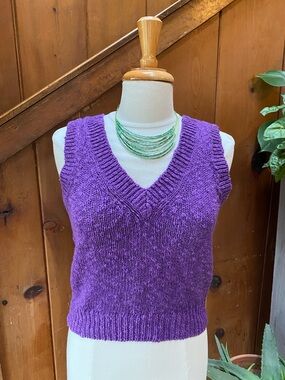 Vintage Ramie Blend Purple Knit Tank Sweater Vest
